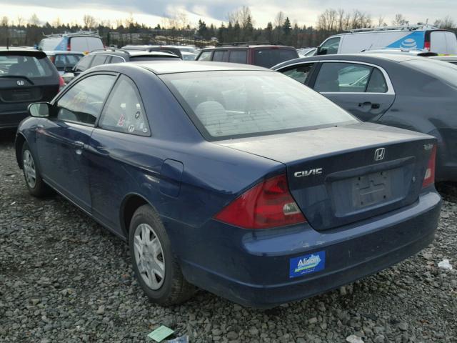 1HGEM22533L049485 - 2003 HONDA CIVIC LX BLUE photo 3