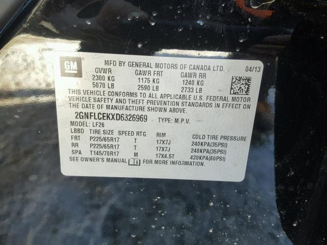 2GNFLCEKXD6326969 - 2013 CHEVROLET EQUINOX LS BLACK photo 10