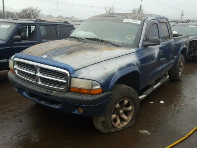 1D7HG38N44S770153 - 2004 DODGE DAKOTA QUA BLUE photo 2