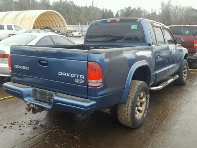 1D7HG38N44S770153 - 2004 DODGE DAKOTA QUA BLUE photo 4