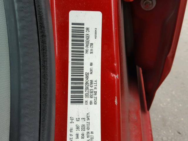 1B3LC56K28N140092 - 2008 DODGE AVENGER SX RED photo 10