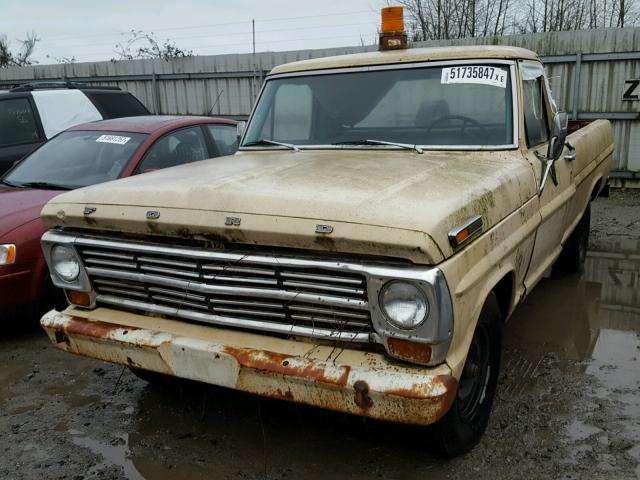 F25YRD03713 - 1968 FORD F-100 YELLOW photo 2