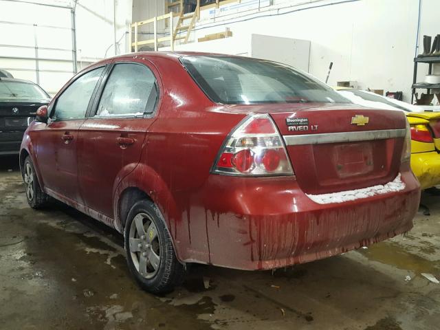 KL1TD56E99B402819 - 2009 CHEVROLET AVEO LS RED photo 3