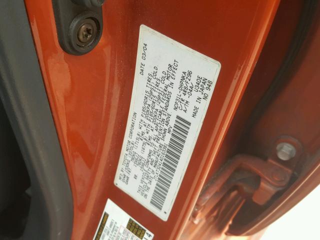 JTLKT324140163381 - 2004 TOYOTA SCION XB ORANGE photo 10