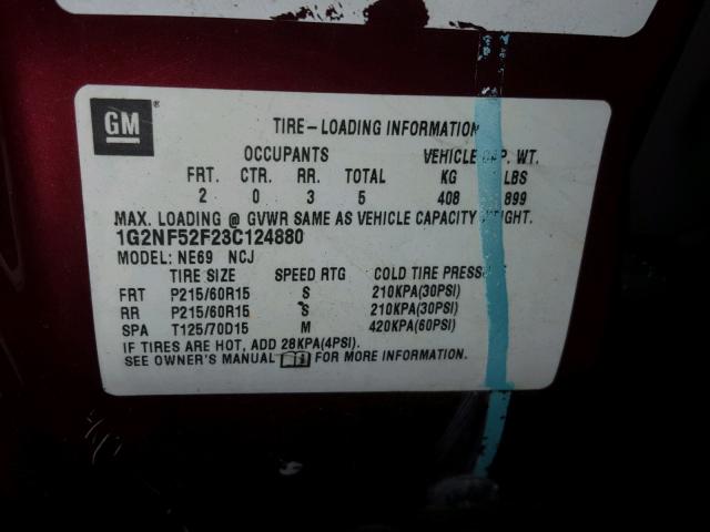 1G2NF52F23C124880 - 2003 PONTIAC GRAND AM S RED photo 10