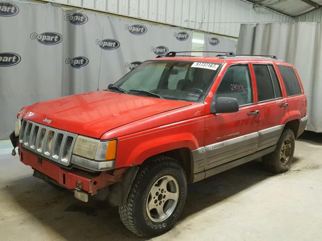 1J4GZ58S8WC248991 - 1998 JEEP GRAND CHER RED photo 2