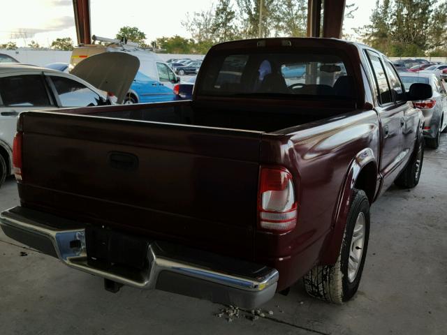 1B7HL48Z82S544158 - 2002 DODGE DAKOTA QUA MAROON photo 4