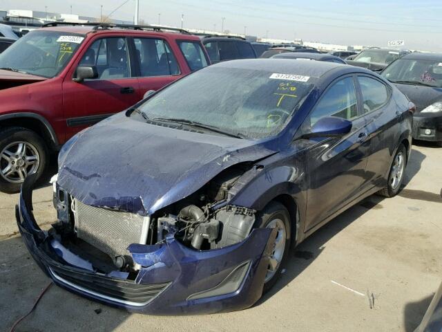 5NPDH4AE5EH533001 - 2014 HYUNDAI ELANTRA SE BLUE photo 2