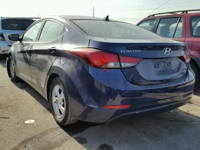 5NPDH4AE5EH533001 - 2014 HYUNDAI ELANTRA SE BLUE photo 3