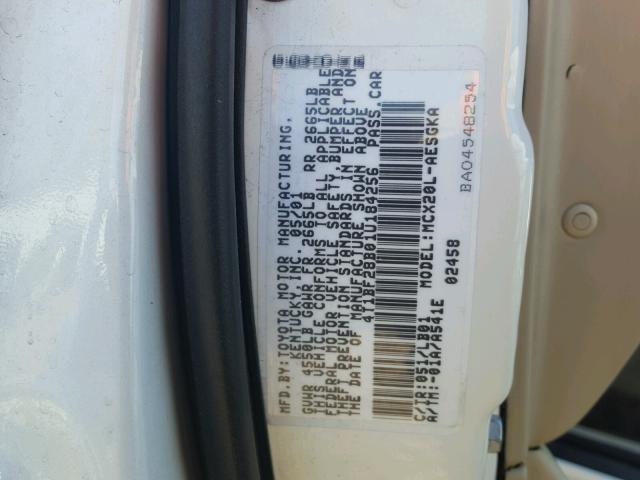 4T1BF28B01U184256 - 2001 TOYOTA AVALON XL WHITE photo 10