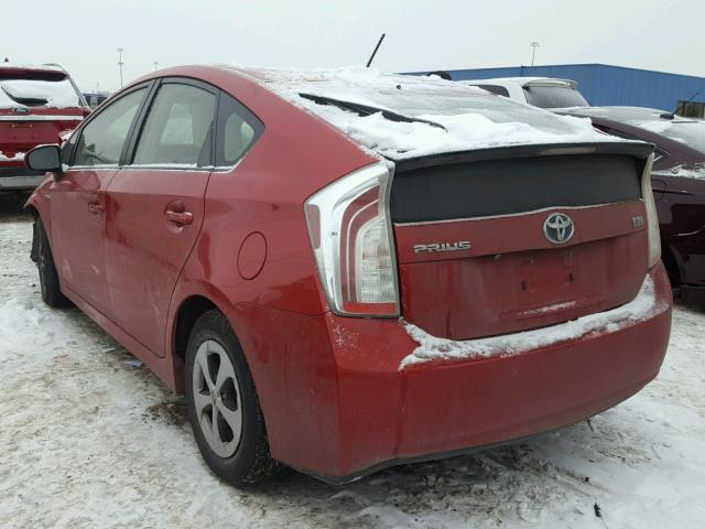 JTDKN3DU6C5456830 - 2012 TOYOTA PRIUS RED photo 3