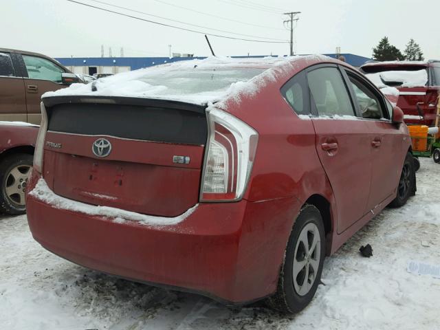 JTDKN3DU6C5456830 - 2012 TOYOTA PRIUS RED photo 4