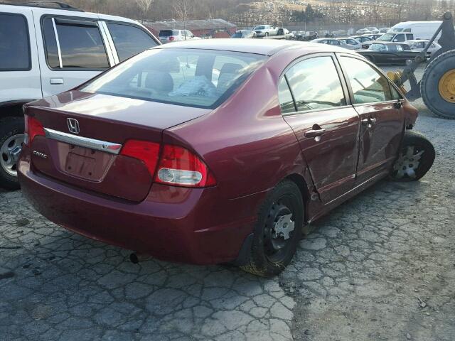 2HGFA16519H350389 - 2009 HONDA CIVIC LX RED photo 4