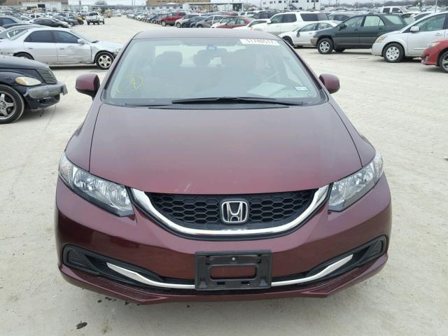 19XFB2F53DE237808 - 2013 HONDA CIVIC LX MAROON photo 9