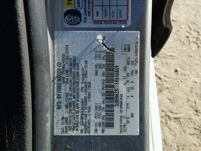 3LNHM28T78R646869 - 2008 LINCOLN MKZ ნაცრისფერი ფოტო 10