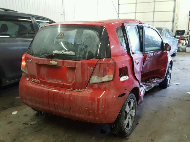 KL1TD66607B746521 - 2007 CHEVROLET AVEO BASE RED photo 4