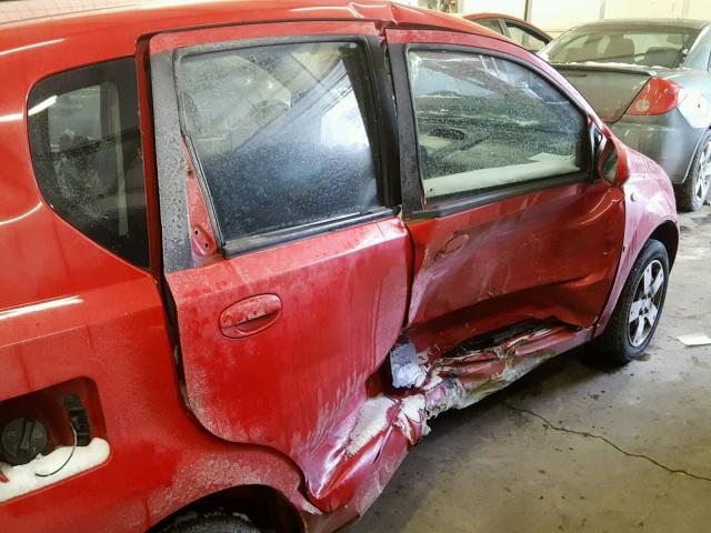 KL1TD66607B746521 - 2007 CHEVROLET AVEO BASE RED photo 9