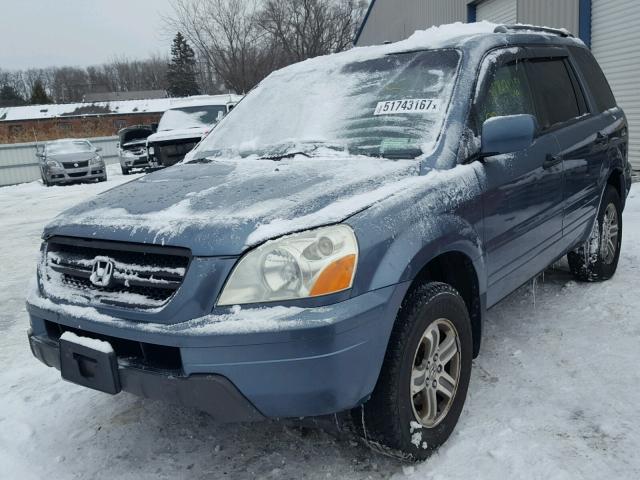 5FNYF18405B034172 - 2005 HONDA PILOT EX BLUE photo 2