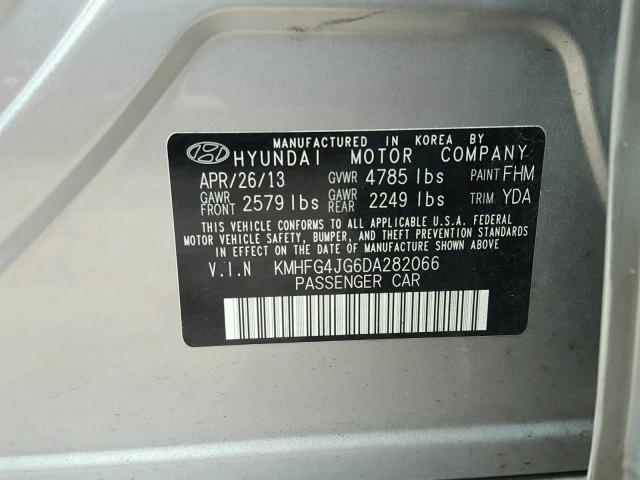 KMHFG4JG6DA282066 - 2013 HYUNDAI AZERA SILVER photo 10