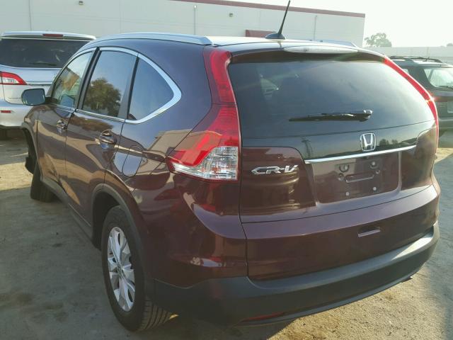 5J6RM3H76EL007159 - 2014 HONDA CR-V EXL BURGUNDY photo 3