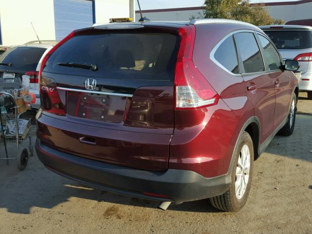 5J6RM3H76EL007159 - 2014 HONDA CR-V EXL BURGUNDY photo 4