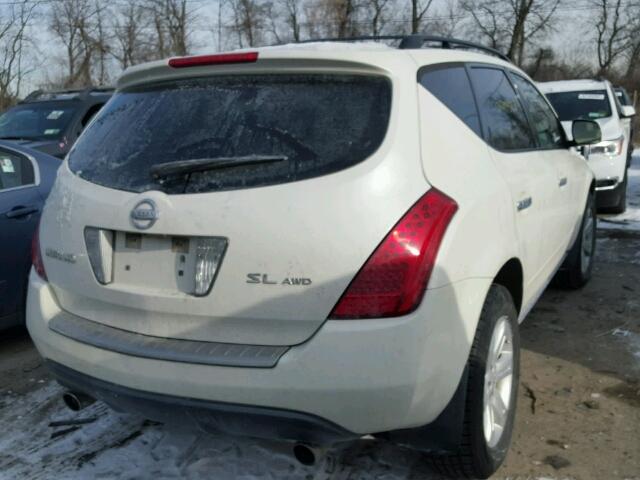 JN8AZ08W96W515656 - 2006 NISSAN MURANO SL WHITE photo 4