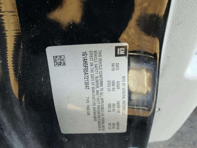 1G1AH5F55A7213847 - 2010 CHEVROLET COBALT BLACK photo 10