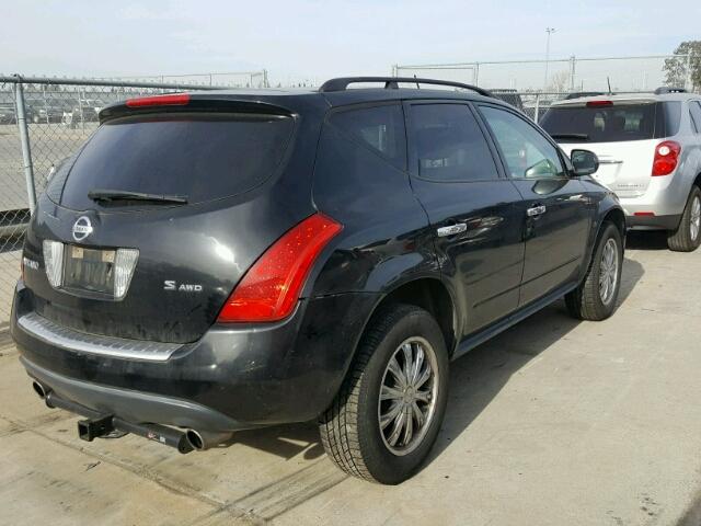 JN8AZ08W97W645955 - 2007 NISSAN MURANO SL BLACK photo 4