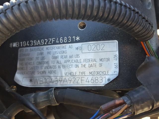 WB10439A92ZF46831 - 2002 BMW R1150 R BLACK photo 10