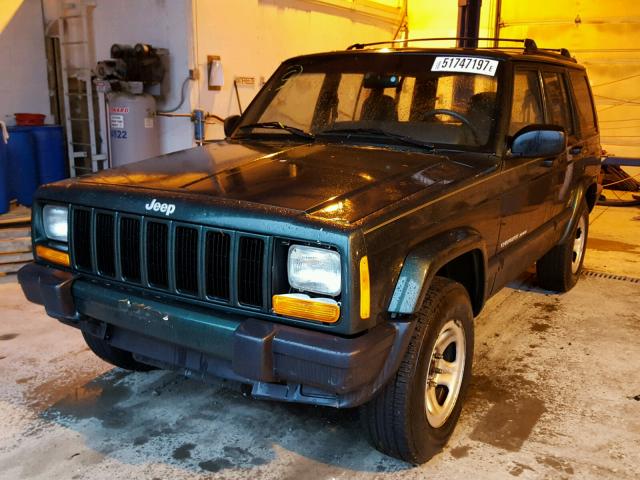 1J4FF68S9XL671090 - 1999 JEEP CHEROKEE S GREEN photo 2