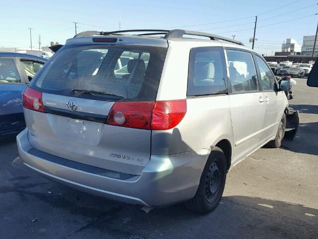 5TDZK23C07S075016 - 2007 TOYOTA SIENNA CE SILVER photo 4