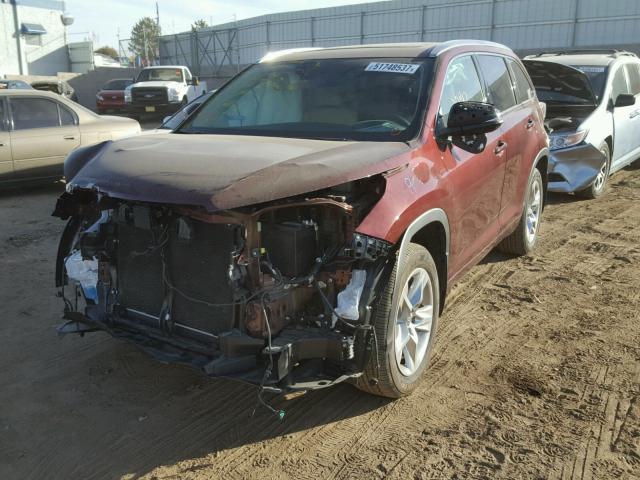 5TDDKRFH5GS285122 - 2016 TOYOTA HIGHLANDER BURGUNDY photo 2