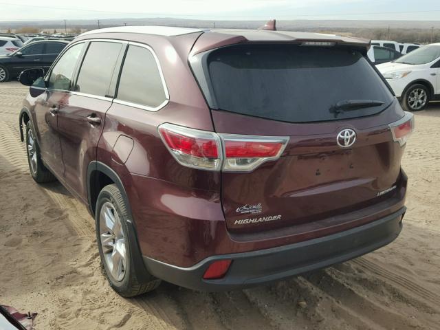 5TDDKRFH5GS285122 - 2016 TOYOTA HIGHLANDER BURGUNDY photo 3