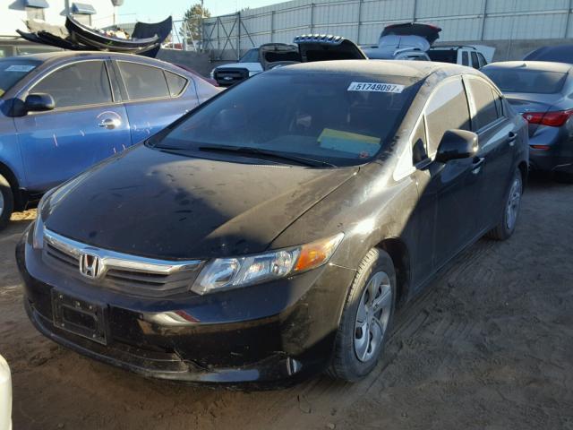 2HGFB2F54CH308292 - 2012 HONDA CIVIC LX BLACK photo 2