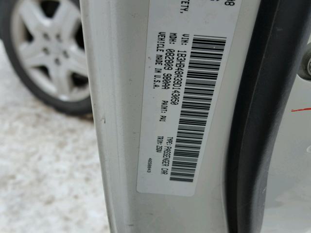 1B3HB48A39D143050 - 2009 DODGE CALIBER SX WHITE photo 10