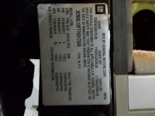 2CNDL13F776017308 - 2007 CHEVROLET EQUINOX LS BLACK photo 10