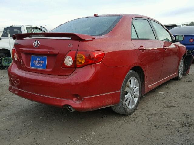 1NXBU40E49Z085989 - 2009 TOYOTA COROLLA BA RED photo 4