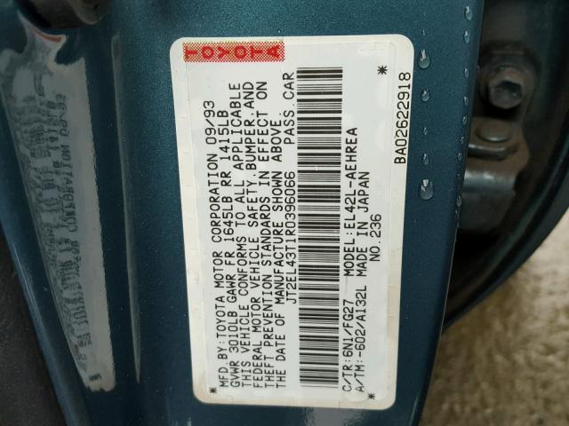 JT2EL43T1R0396066 - 1994 TOYOTA TERCEL DX GREEN photo 10