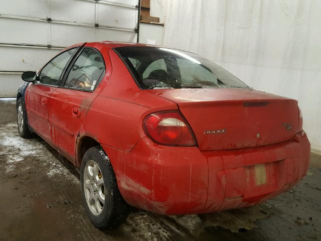 1B3ES56C55D223618 - 2005 DODGE NEON SXT RED photo 3