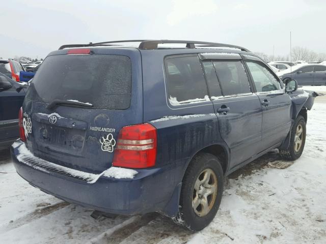 JTEGD21A930060915 - 2003 TOYOTA HIGHLANDER BLUE photo 4