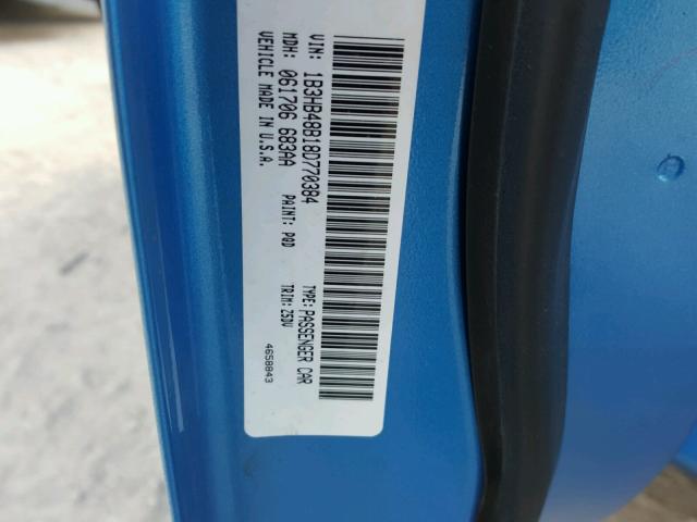 1B3HB48B18D770384 - 2008 DODGE CALIBER SX BLUE photo 10