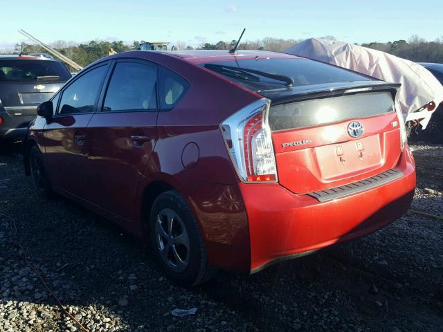 JTDKN3DU0E1756485 - 2014 TOYOTA PRIUS RED photo 3