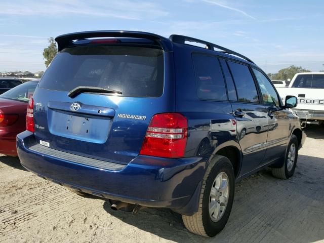 JTEHF21A820090906 - 2002 TOYOTA HIGHLANDER BLUE photo 4