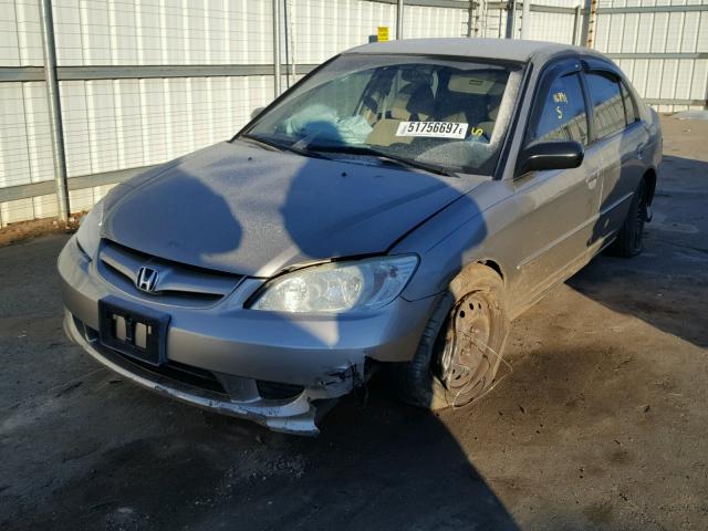 2HGES16555H514567 - 2005 HONDA CIVIC LX GRAY photo 2