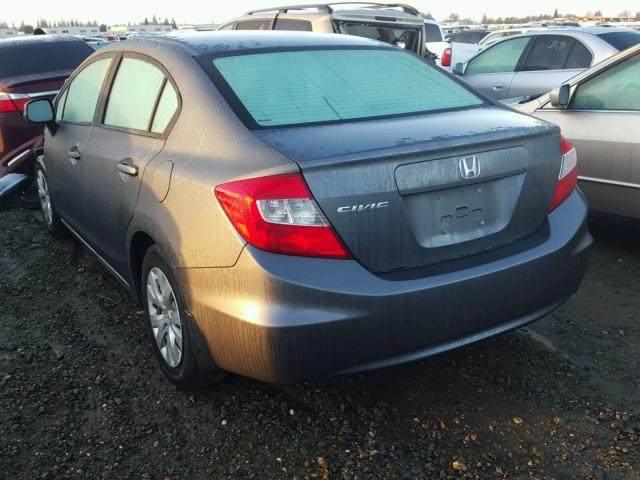 19XFB2F50CE345057 - 2012 HONDA CIVIC LX GRAY photo 3