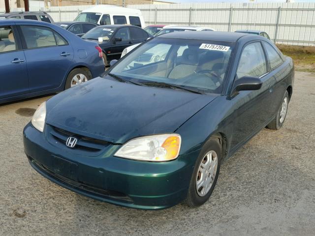 1HGEM22551L064521 - 2001 HONDA CIVIC LX GREEN photo 2