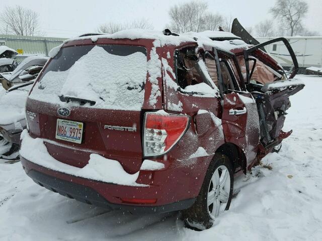 JF2SH64649H750617 - 2009 SUBARU FORESTER 2 BURGUNDY photo 4