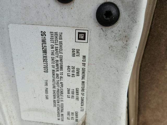 2G1WL52M1X9277070 - 1999 CHEVROLET LUMINA BAS თეთრი ფოტო 10