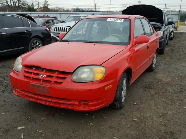 KMHCG45C34U499597 - 2004 HYUNDAI ACCENT GL RED photo 2