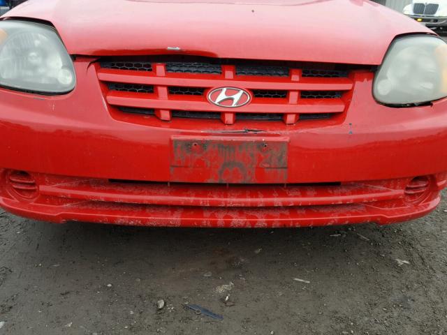 KMHCG45C34U499597 - 2004 HYUNDAI ACCENT GL RED photo 9